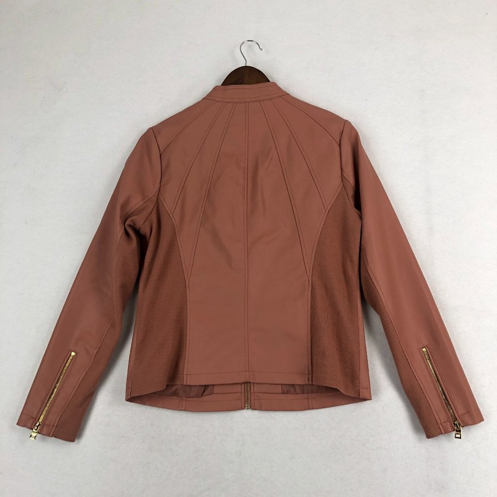 *SOLD* Marc New York Size Medium Pink Faux Leather Full Zip Long Sleeve Jacket - Picture 10 of 10